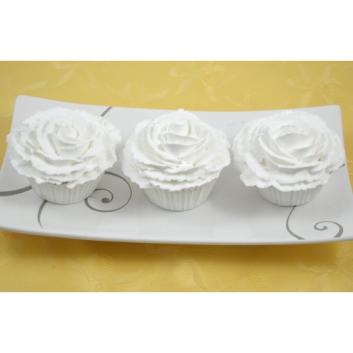 Cupcakes white rose (set of 3)